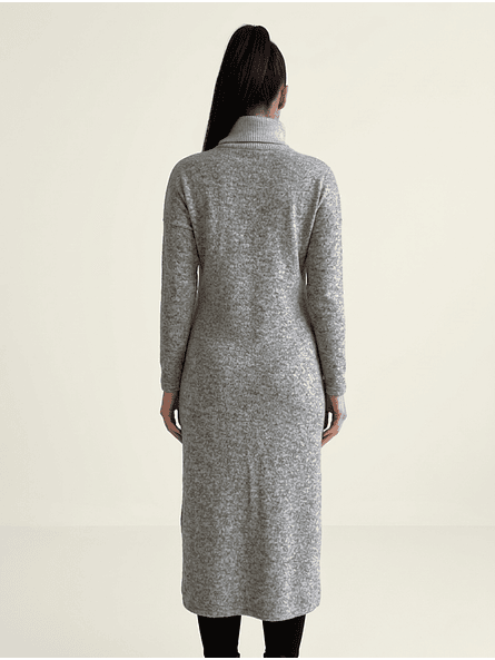 Sweater Largo Gris con Abertura Frontal Mujer - Carobaska 5