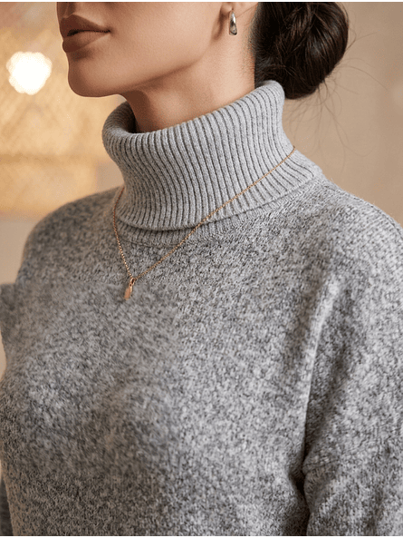 Sweater Largo Gris con Abertura Frontal Mujer - Carobaska 2