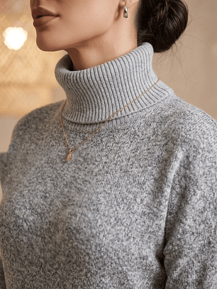 Sweater Largo Gris con Abertura Frontal Mujer - Carobaska