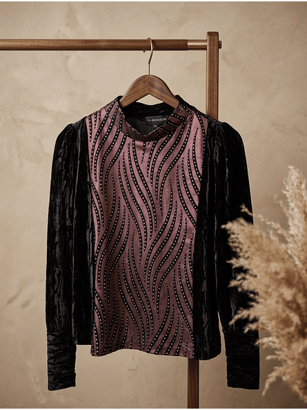 Sweater de Terciopelo Negro con Brillos Elegante Mujer | Carobaska 6