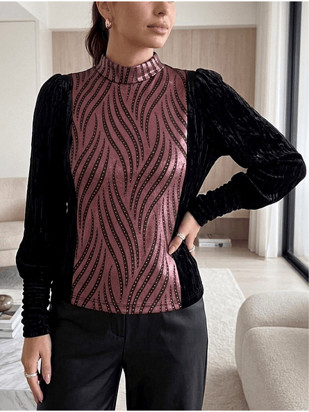 Sweater de Terciopelo Negro con Brillos Elegante Mujer | Carobaska 8
