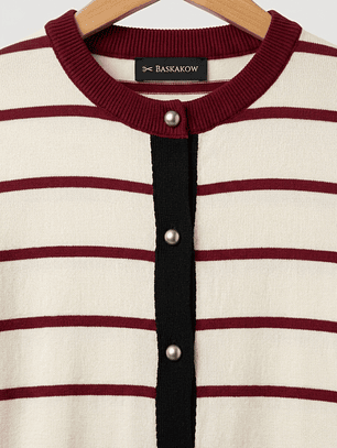 Chaleco Mujer Marinero Burdeo a Rayas Negro y Crema | Carobaska