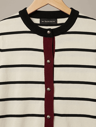 Chaleco Marinero Mujer a Rayas Negro y Burdeo | Carobaska