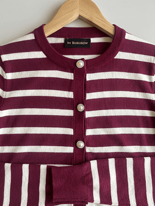 Chaleco Marinero Mujer Rayas Burdeo y blanco – Tendencia Chic