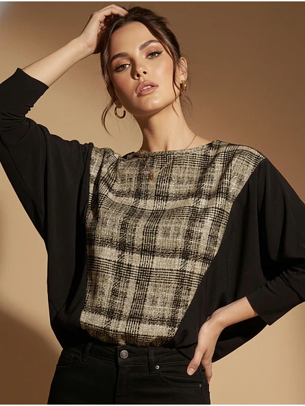 Polera Dorada Mujer Elegante Manga Murciélago Diseño Chileno | Carobaska 1