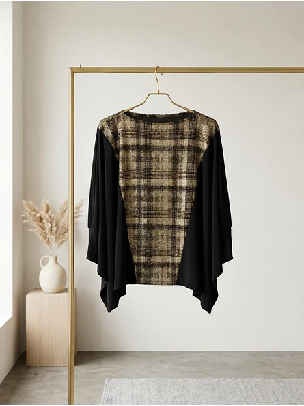 Polera Dorada Mujer Elegante Manga Murciélago Diseño Chileno | Carobaska 9