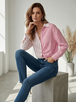  Blusa de Rayas Rosada Mujer | Estilo Casual Carobaska