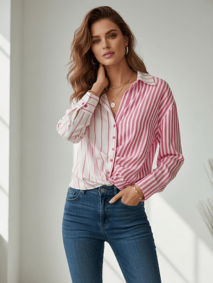  Blusa de Rayas Rosada Mujer | Estilo Casual Carobaska