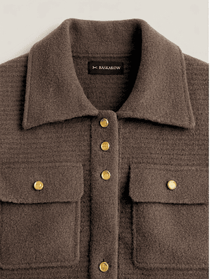 Chaqueta Café con Botones Dorados 