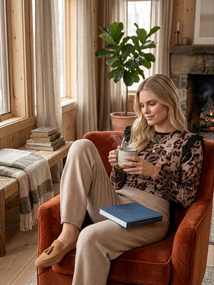 Polera Animal Print Mujer Café Manga Larga | Carobaska