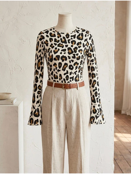 Polera Animal Print Mujer Blanca Diseño de Autor | Carobaska 8