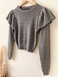 Sweater Crop Gris Mujer con Vuelos Elasticado | Carobaska - thumbnail 6