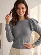 Sweater Crop Gris Mujer con Vuelos Elasticado | Carobaska - thumbnail 5