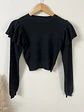 Sweater Crop Negro Mujer con Vuelos Elasticado | Carobaska - Miniatura 2