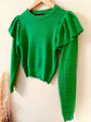 Sweater Crop Top Verde Vibrante con Vuelos en Hombros | Carobaska - Miniatura 4