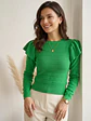 Sweater Crop Top Verde Vibrante con Vuelos en Hombros | Carobaska - Miniatura 5