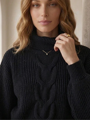 Chaleco Crop Mujer Negro Tejido Trenzado | Carobaska