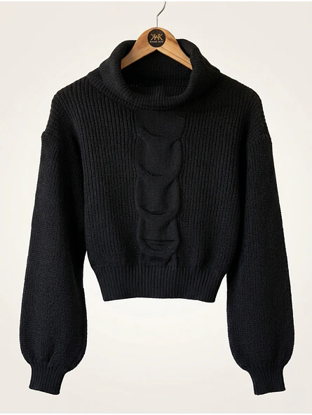 Chaleco Crop Mujer Negro Tejido Trenzado | Carobaska 3