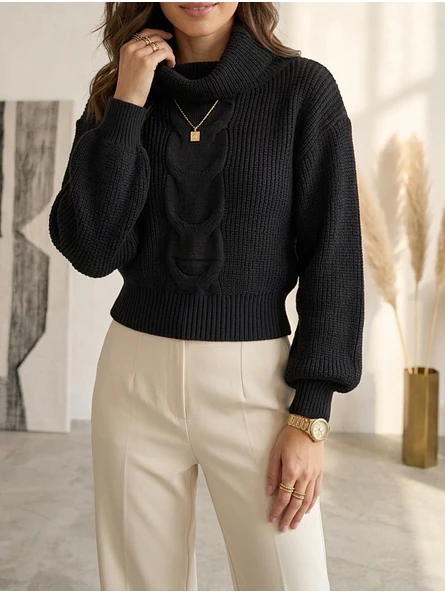 Chaleco Crop Mujer Negro Tejido Trenzado | Carobaska 4