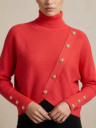 Sweater Beatle mujer Coral Manga Murciélago con Botones | Carobaska