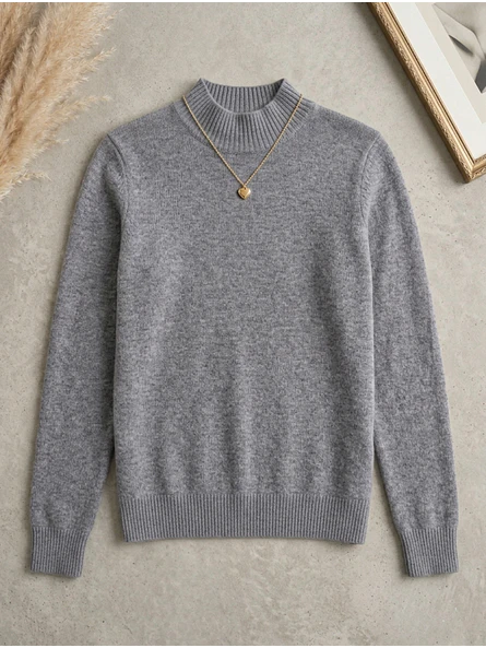 Sweater Térmico Mujer Gris Básico Forrado | Carobaska 8