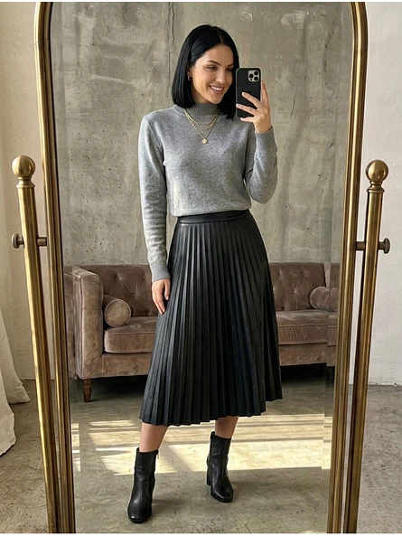 Sweater Térmico Mujer Gris Básico Forrado | Carobaska 6