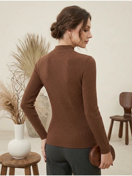 Sweater Térmico Mujer Café Forrado | Carobaska 3