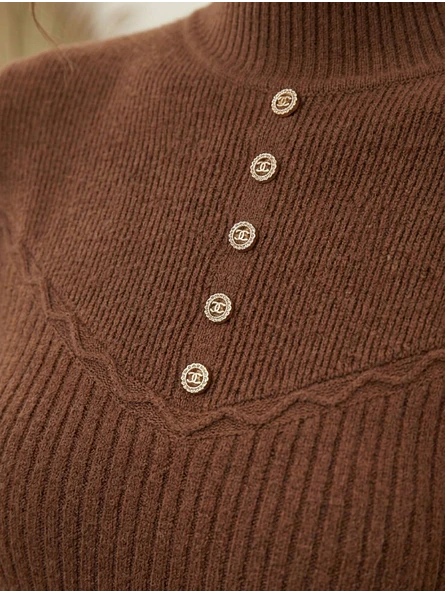 Sweater Térmico Mujer Café Forrado | Carobaska 2