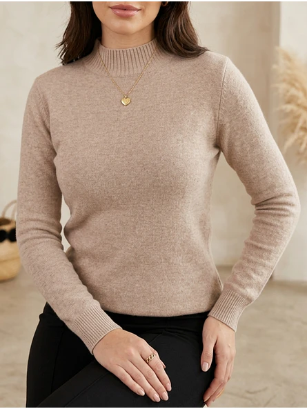 Sweater Térmico Mujer Beige Básico Forrado | Carobaska 4