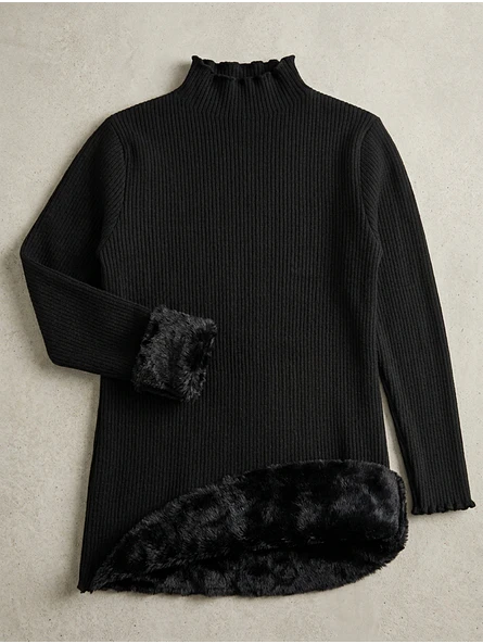 Sweater Térmico Mujer Negro Forrado Roulette | Carobaska 4