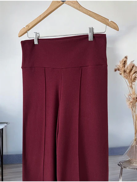 Pantalón Burdeo Mujer tiro Alto Palazzo de Lanilla | Carobaska 5