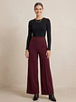 Pantalón Burdeo Mujer tiro Alto Palazzo de Lanilla | Carobaska - thumbnail 7
