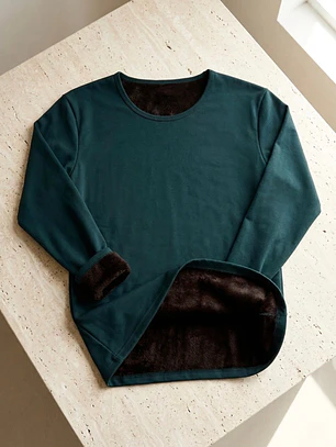 Polera Térmica Mujer Verde Petróleo Forrada Talla L | Carobaska