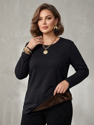 Polera Térmica Mujer Negra Forrada Talla XL | Carobaska