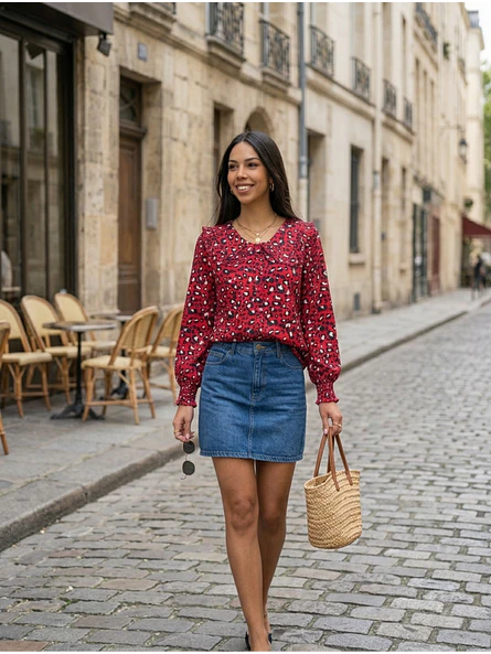 Blusa Roja Mujer con Estampado Animal Print | Carobaska 6