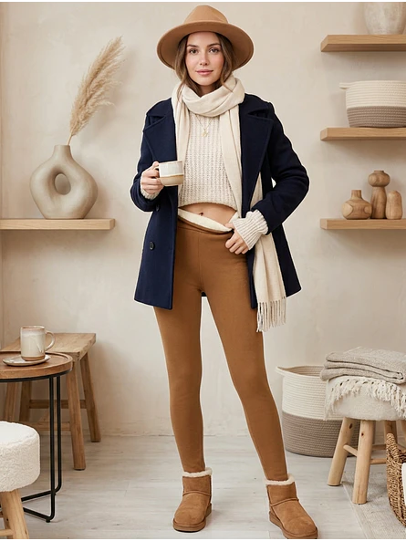 Calza Térmica Mujer Camel con Interior de Chiporro | Carobaska 1