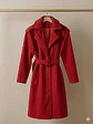 Abrigo Largo de Paño de Lana Rojo con Cinturón | Carobaska - Miniatura 6