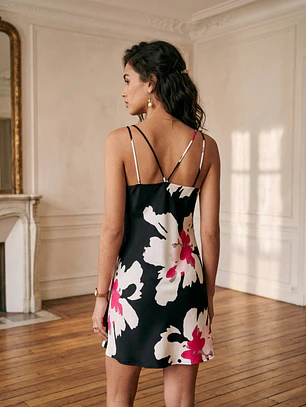 Vestido Flores Negro mujer Pavilos diseño de Autor | Carobaska