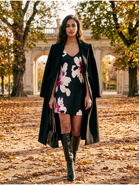 Vestido Flores Negro mujer Pavilos diseño de Autor | Carobaska 6