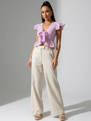 Top Lila Romántico con Broderie y Amarras Diseño de Autor |  Carobaska