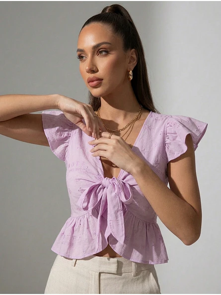 Top Lila Romántico con Broderie y Amarras Diseño de Autor |  Carobaska 6