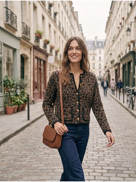 Chaqueta Animal Print Café  Estilo Chanel | Carobaska 2