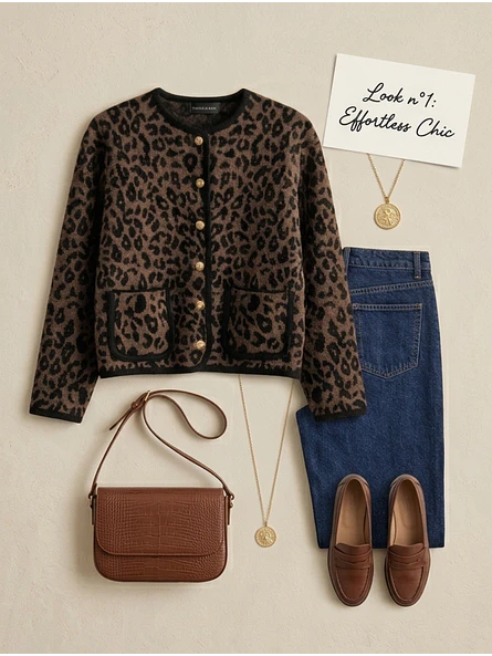 Chaqueta Animal Print Café  Estilo Chanel | Carobaska 12