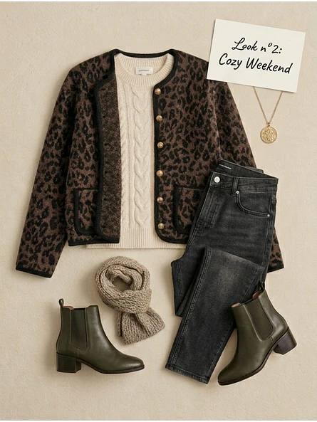 Chaqueta Animal Print Café  Estilo Chanel | Carobaska 13