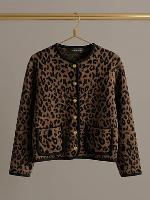 Chaqueta Animal Print Café  Estilo Chanel | Carobaska