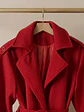 Abrigo Largo Rojo Mujer de Paño Lana con Cinturón - Miniatura 6