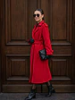 Abrigo Largo Rojo Mujer de Paño Lana con Cinturón - Miniatura 9