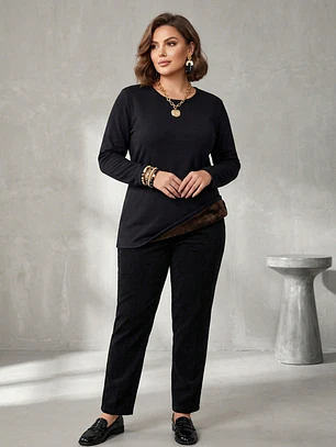 Polera Térmica Mujer Negra Forrada Talla XL | Carobaska