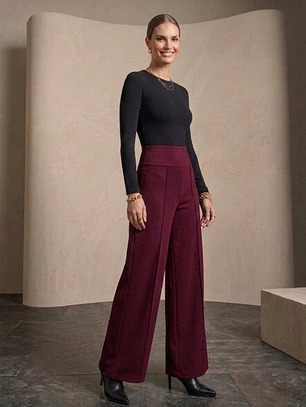 Pantalón Burdeo Mujer tiro Alto Palazzo de Lanilla | Carobaska