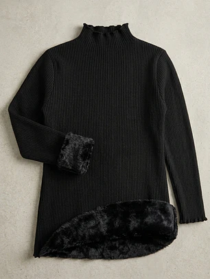 Sweater Térmico Mujer Negro Forrado Roulette | Carobaska